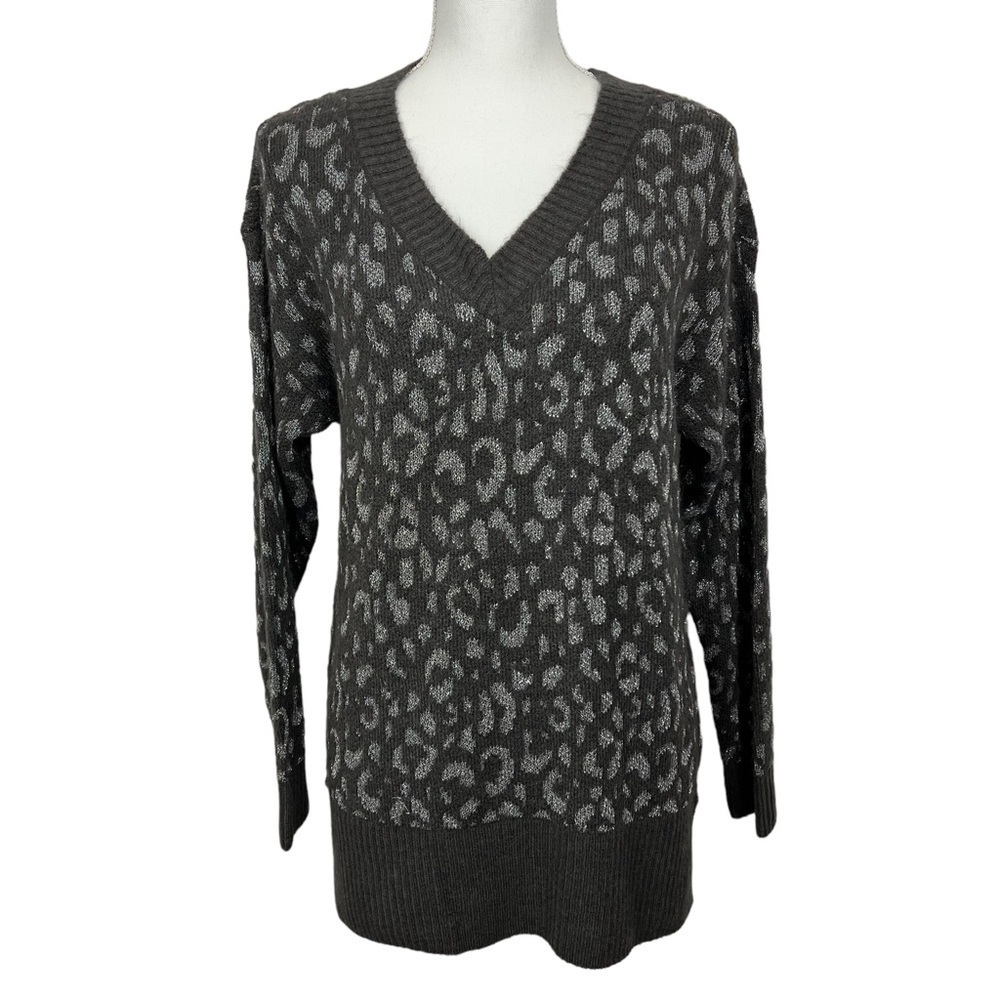 Nine West Women’s Pullover V-neck Sweater Sz 4 Multi Color Stretch Long Sleeves